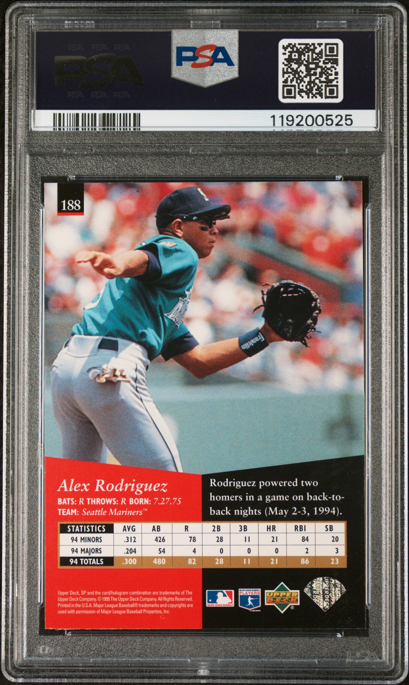 1995 SP Alex Rodriguez #188 PSA 9