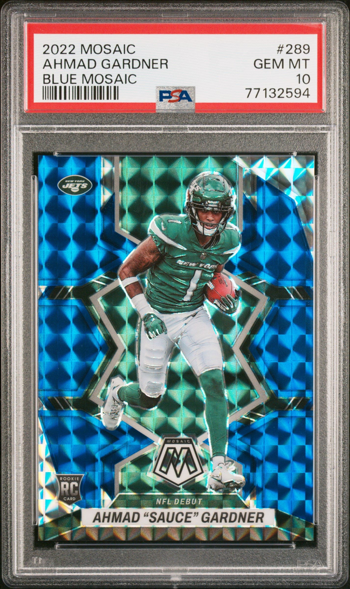 2022 Panini Mosaic Blue Ahmad "Sauce" Gardner #289 /99 PSA 10