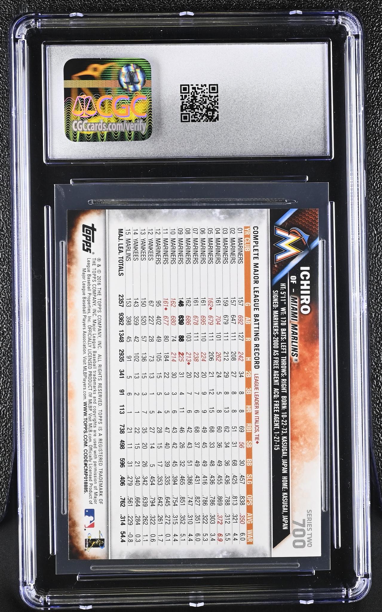 2016 Topps Mini #700 Ichiro CGC 10