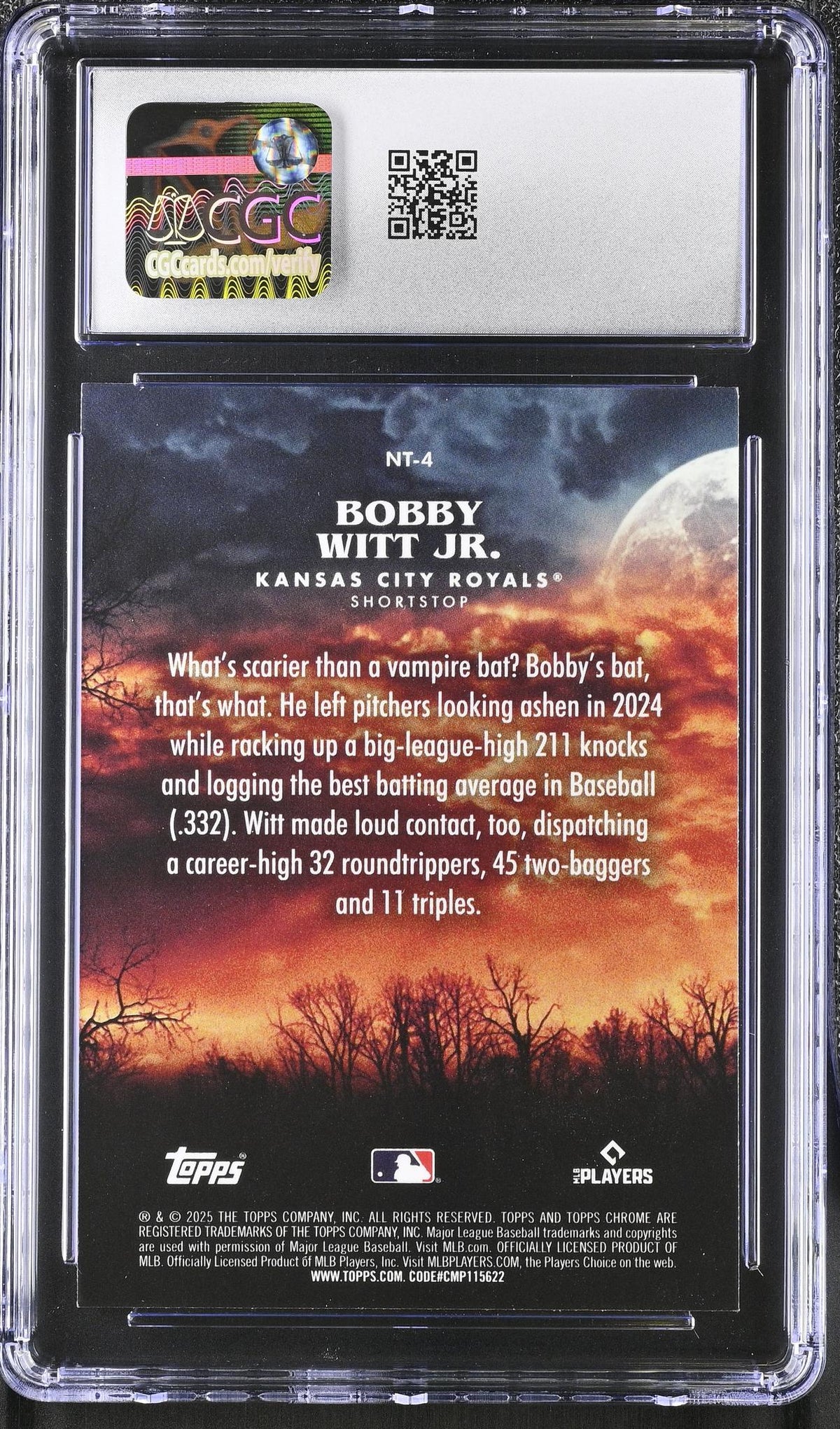 2025 Topps Chrome #NT-4 Bobby Witt Jr. Night Terrors CGC 8.5