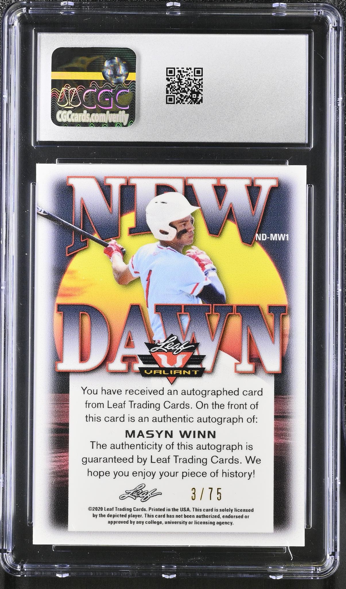 2020 Valiant #ND-MW1 Masyn Winn New Dawn Autographs /75 Auto CGC 10