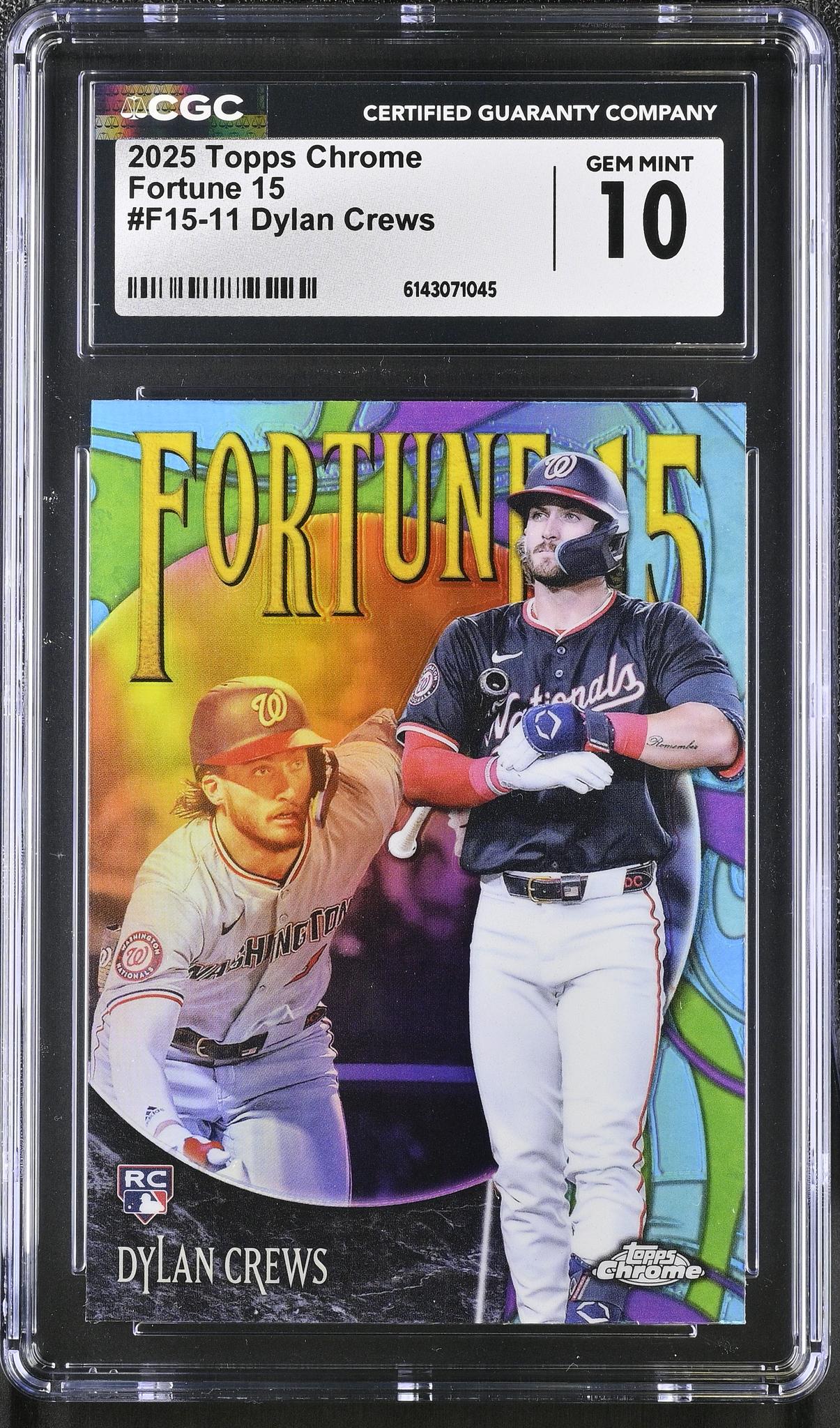 2025 Topps Chrome #F15-11 Dylan Crews Fortune 15 CGC 10