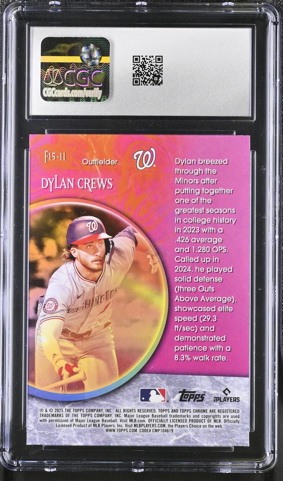 2025 Topps Chrome #F15-11 Dylan Crews Fortune 15 CGC 10