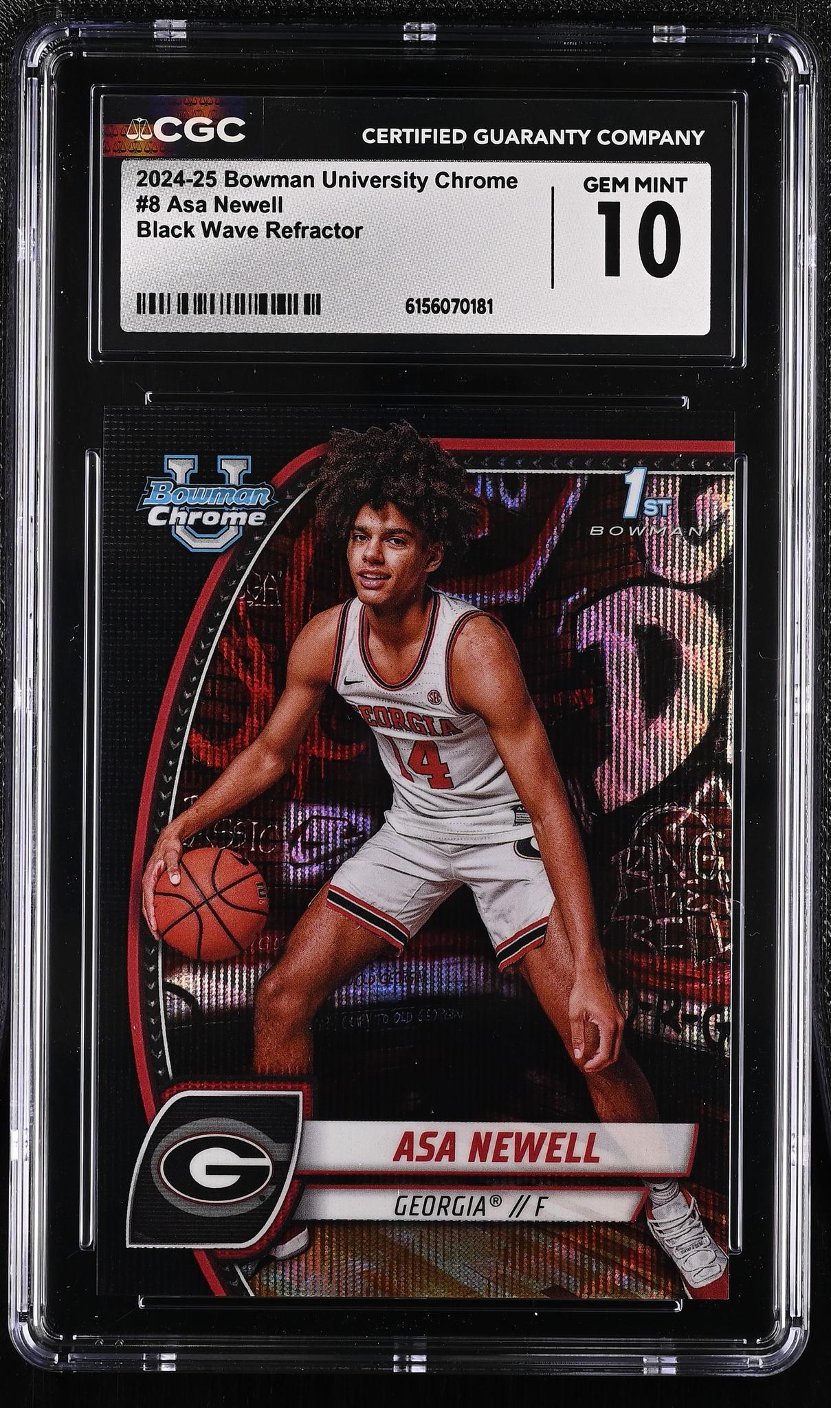 2024 Bowman #8 Asa Newell Black Wave Refractor CGC 10