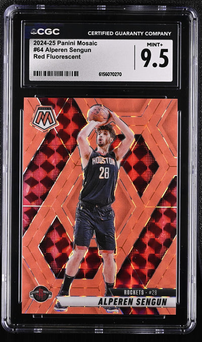 2024-25 Panini Mosaic Alperen Sengun #64 Red Fluorescent /75 CGC 9.5