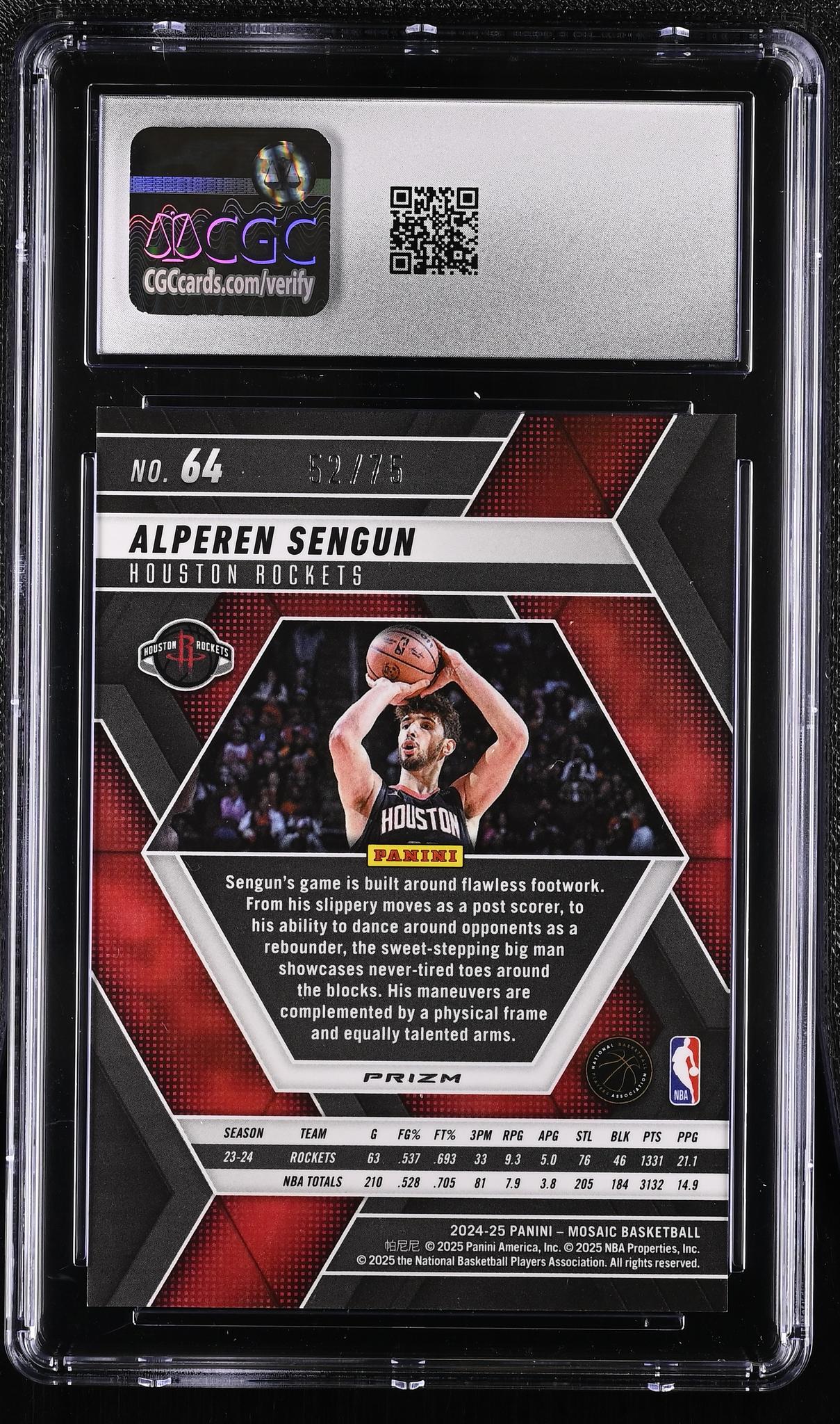 2024 Mosaic #64 Alperen Sengun /75 CGC 9.5