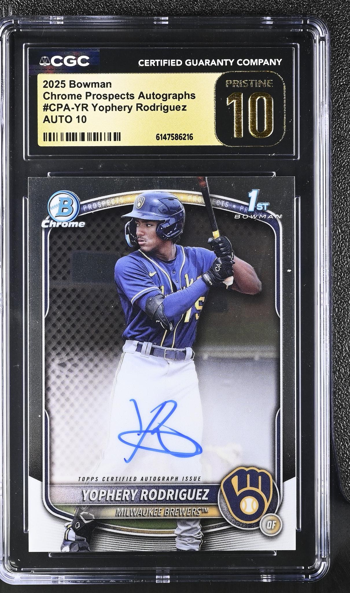 2025 Bowman #CPA-YR Yophery Rodriguez Chrome Prospects Autographs Auto CGC 10
