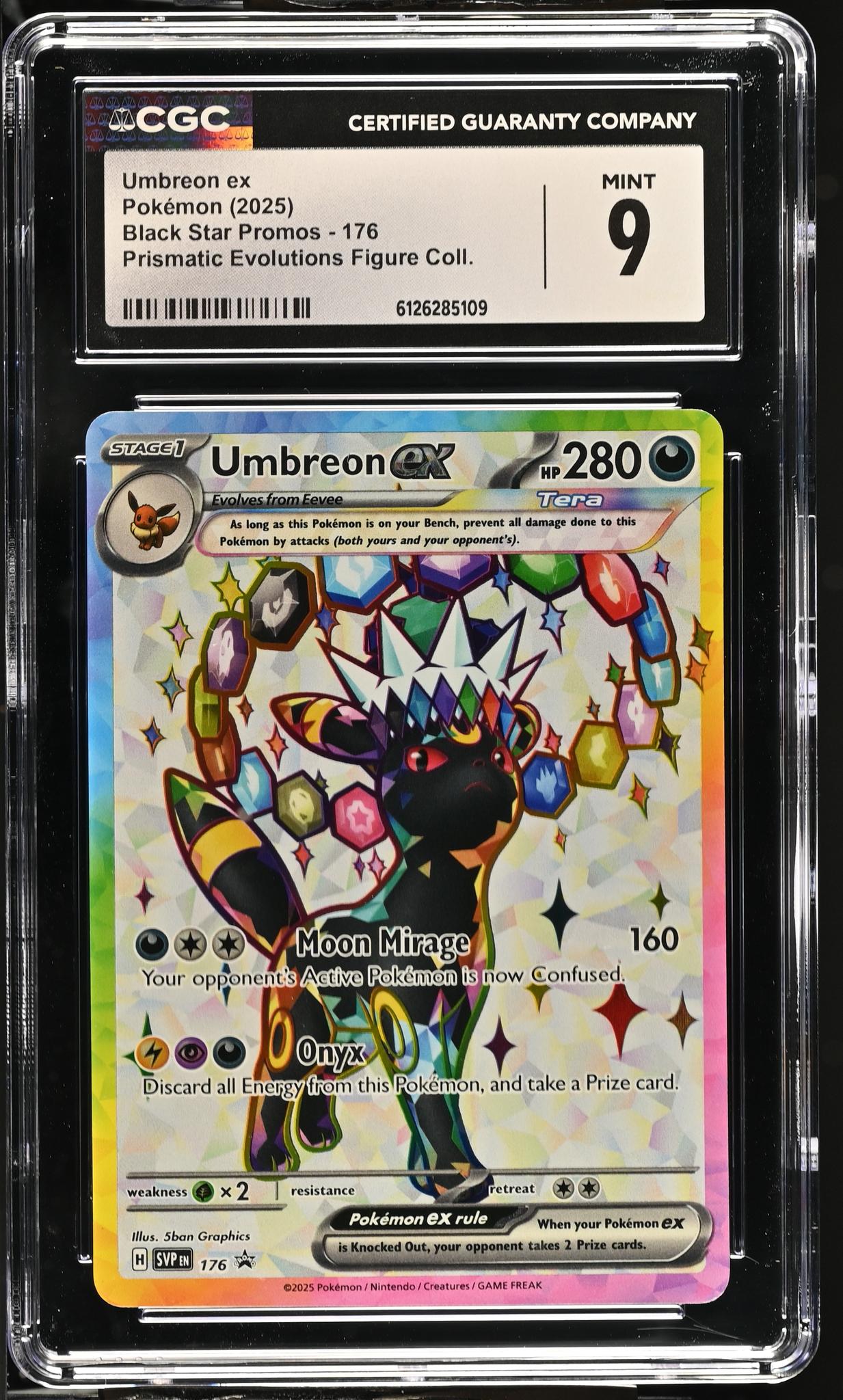 2025 Black Star Promos #176 Umbreon ex Prismatic Evolutions Figure Coll. CGC 9