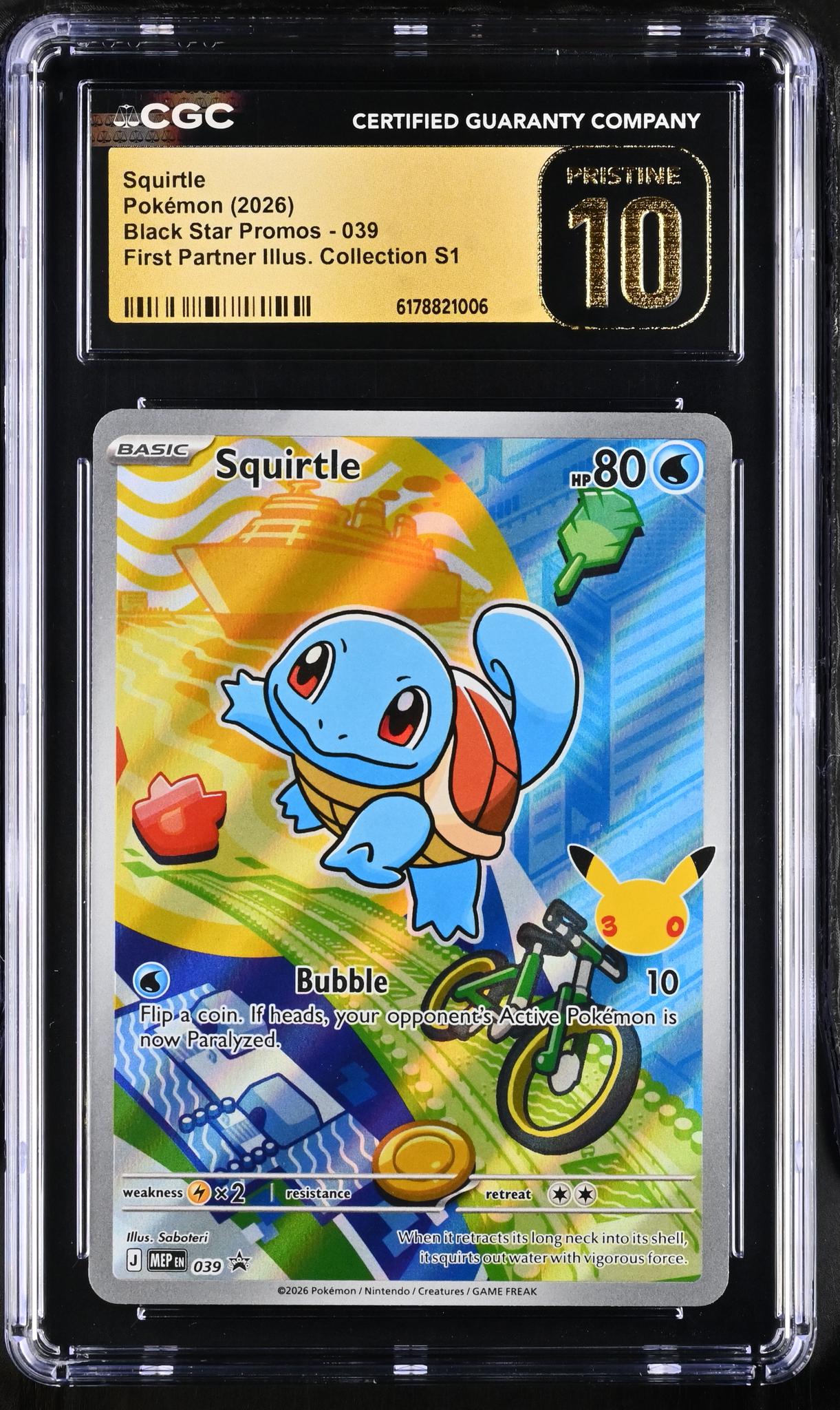 2026 Black Star Promos #039 Squirtle First Partner Illus. Collection S1 CGC 10