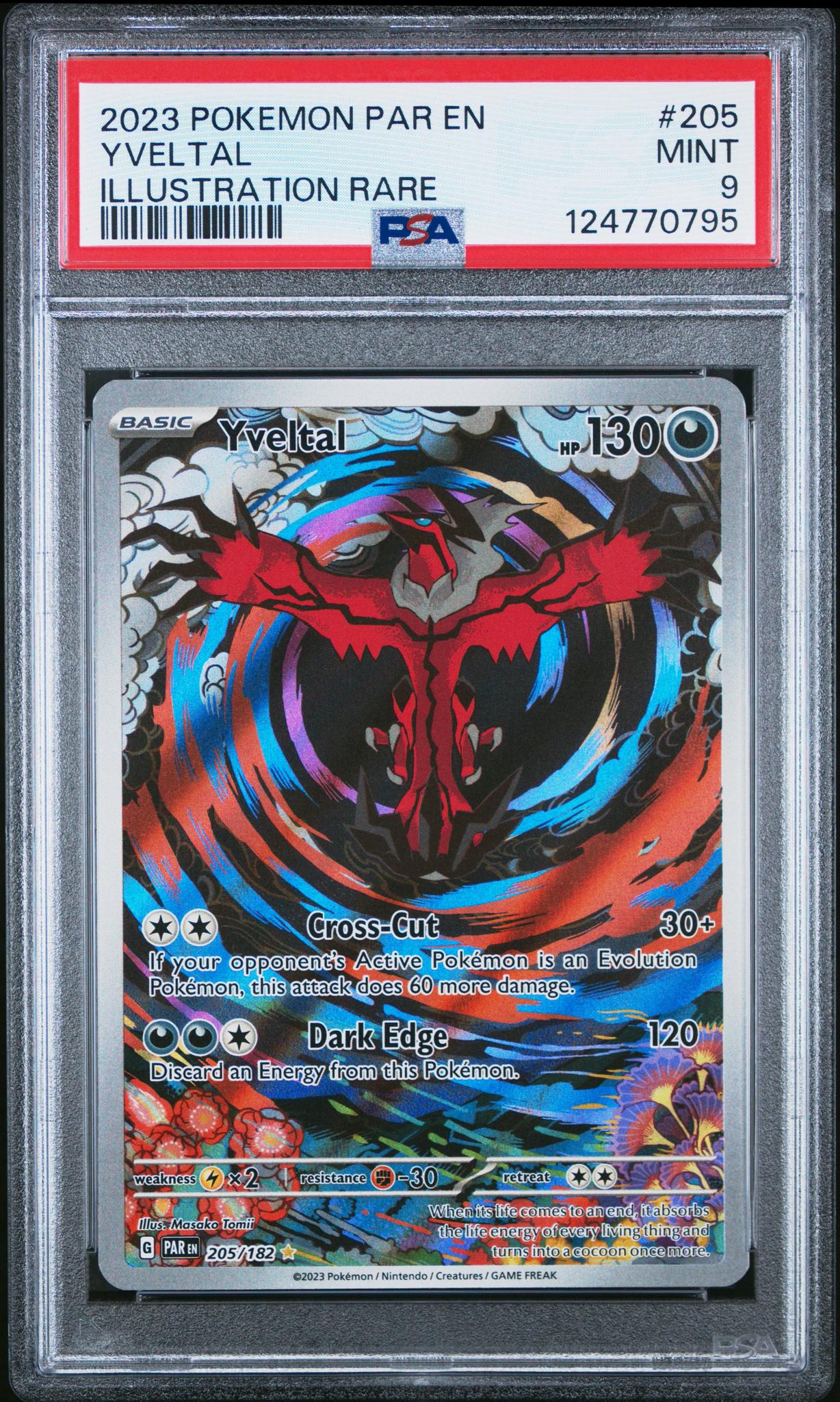 2023 Pokemon Scarlet and Violet Paradox Rift Illustration Rare Yveltal #205 PSA 9