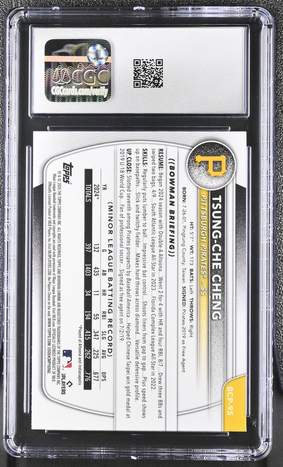 2025 Bowman #BCP-95 Tsung-Che Cheng Mega Box /250 CGC 10