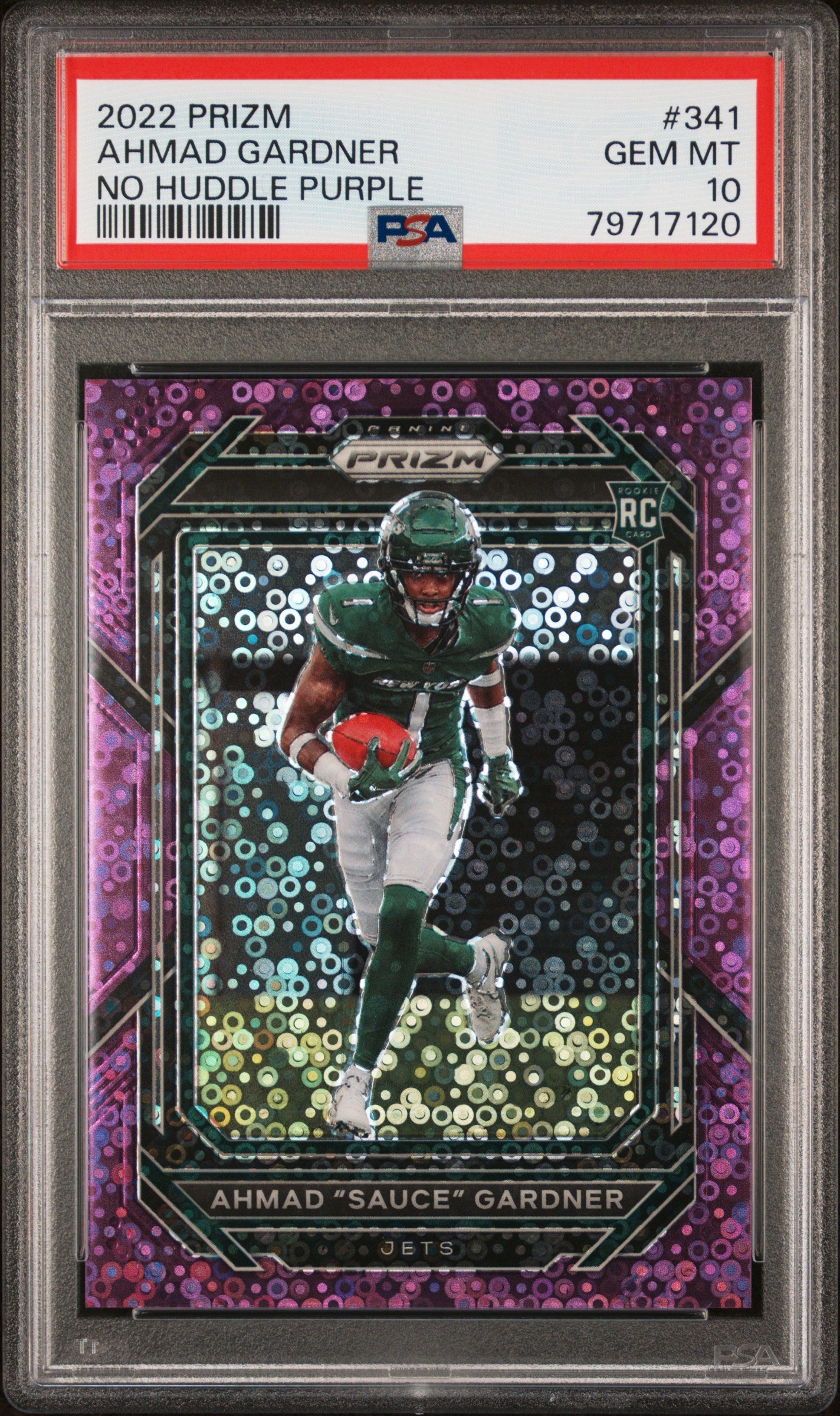 2022 Panini Prizm No Huddle Purple Ahmad "Sauce" Gardner #341 /35 PSA 10