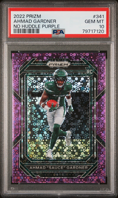 2022 Panini Prizm No Huddle Purple Ahmad "Sauce" Gardner #341 /35 PSA 10