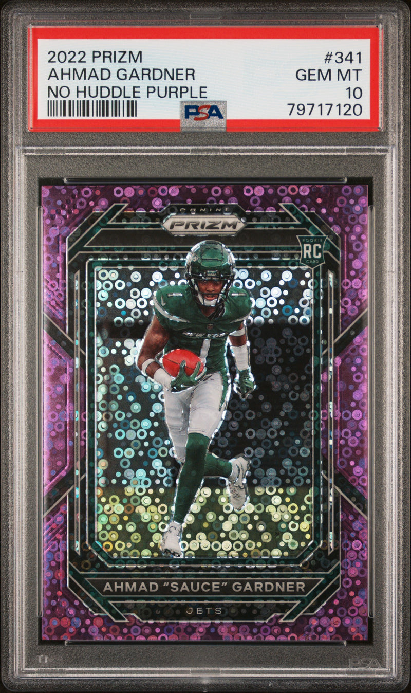 2022 Panini Prizm No Huddle Purple Ahmad "Sauce" Gardner #341 /35 PSA 10