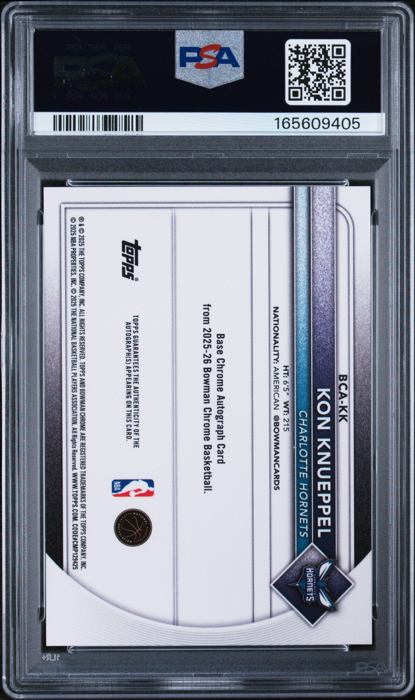 2025 Bowman Chrome Rookie Autograph Orange Geometric Refractor Kon Knueppel #BCAKK /25 PSA 9