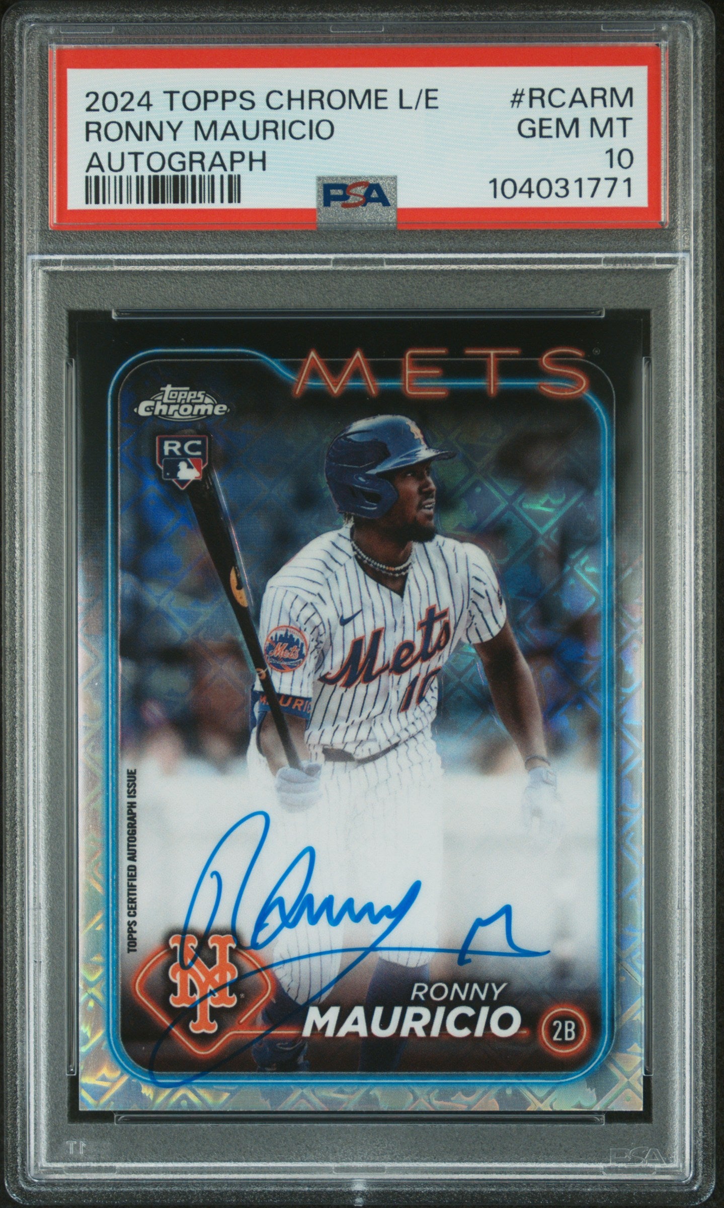 2024 Topps Chrome Logofractor Edition MLB Refractor Chrome Autographs Autograph Ronny Mauricio #RCARM PSA 10