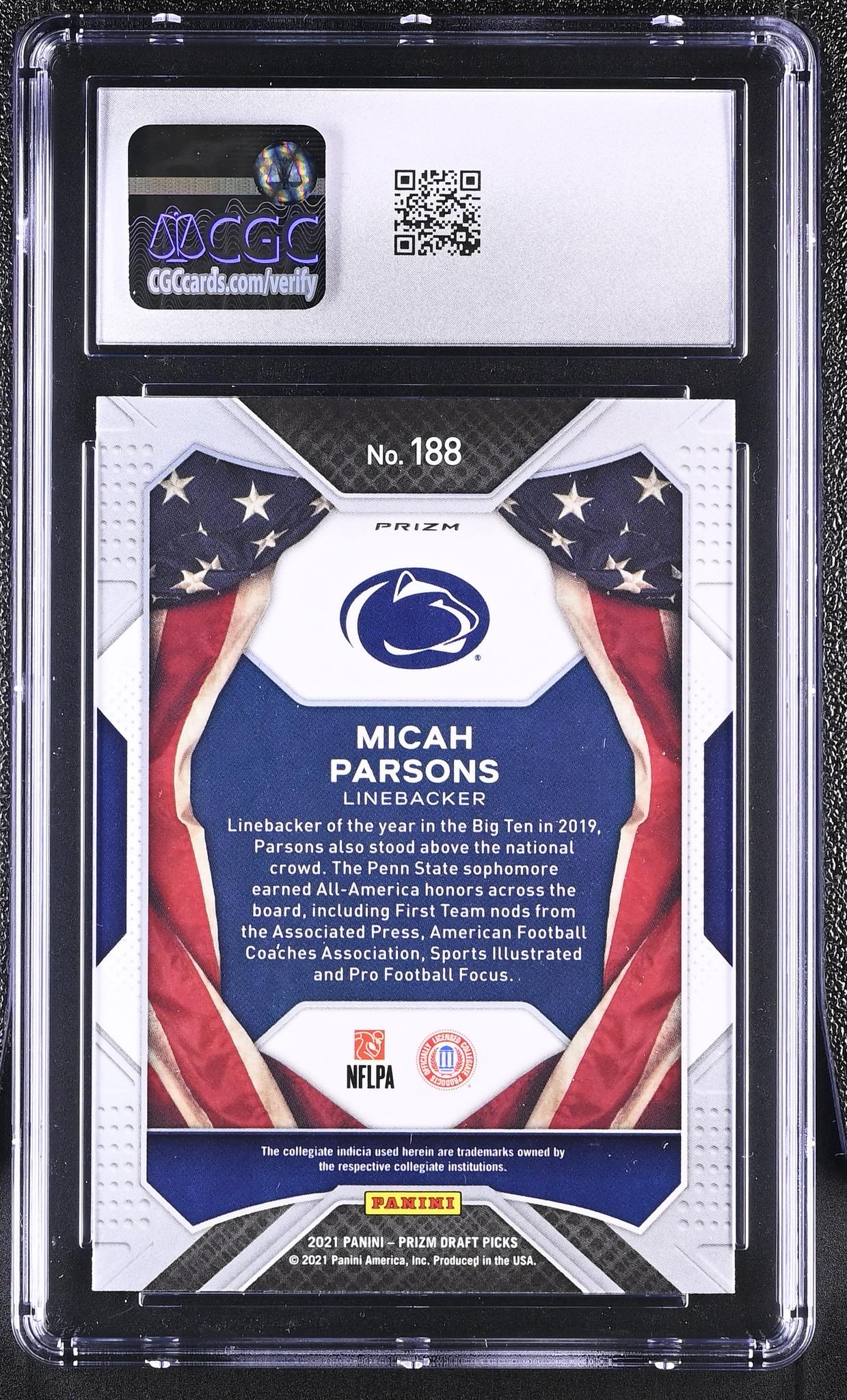 2021 Prizm #188 Micah Parsons All-Americans CGC 9