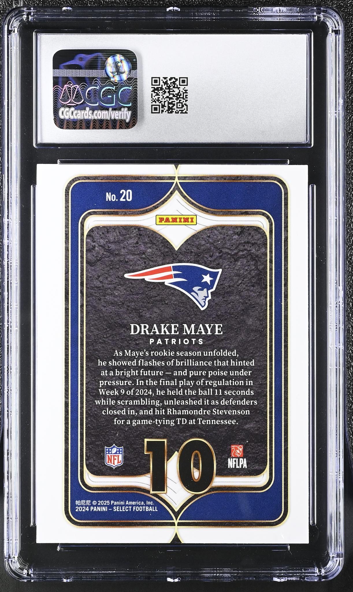 2024 Select #20 Drake Maye Numbers CGC 9