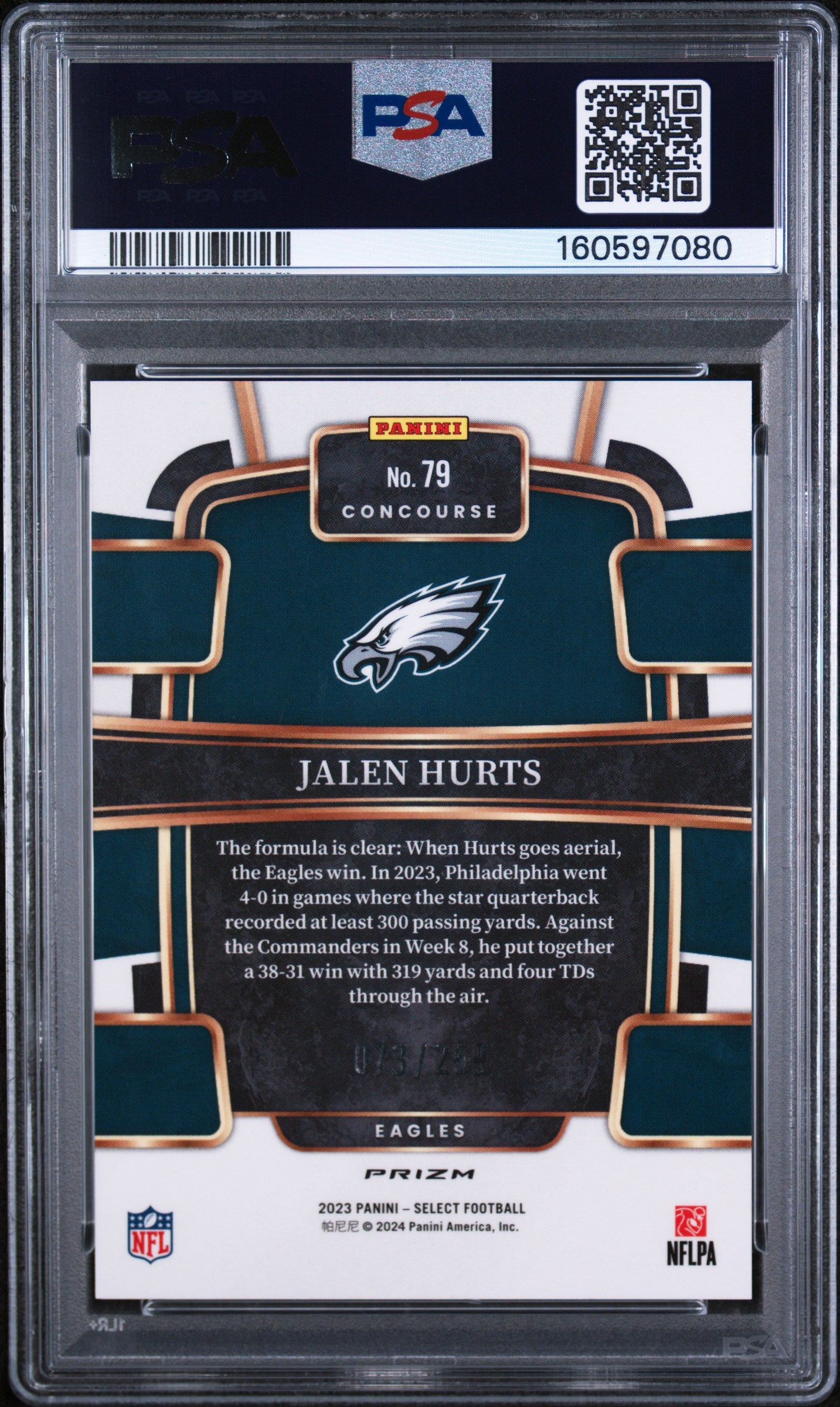 2023 Panini Select Prizm Tri Color Jalen Hurts #79 PSA 10