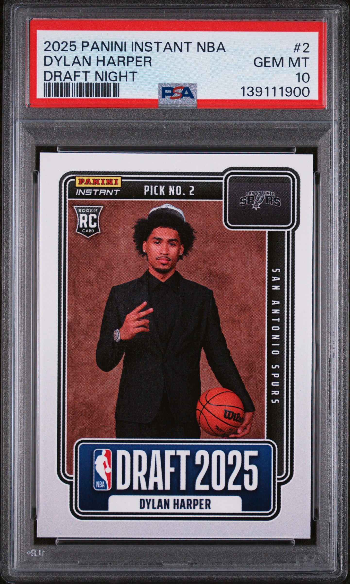 2025 Panini Instant Draft Night Dylan Harper #NBADN2 /5547 PSA 10