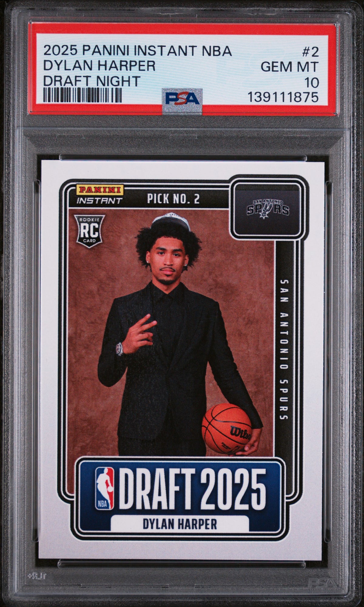 2025 Panini Instant Draft Night Dylan Harper #NBADN2 /5547 /1 PSA 10