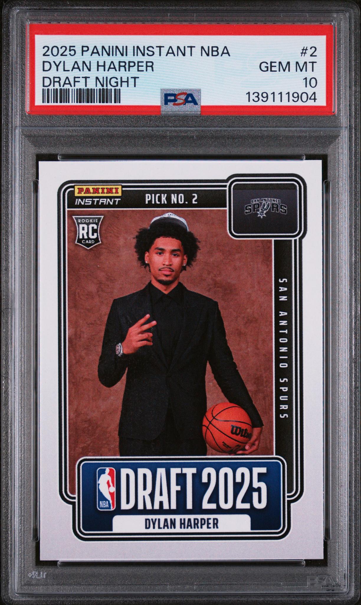 2025 Panini Instant Draft Night Dylan Harper #NBADN2 /5547 /1 PSA 10