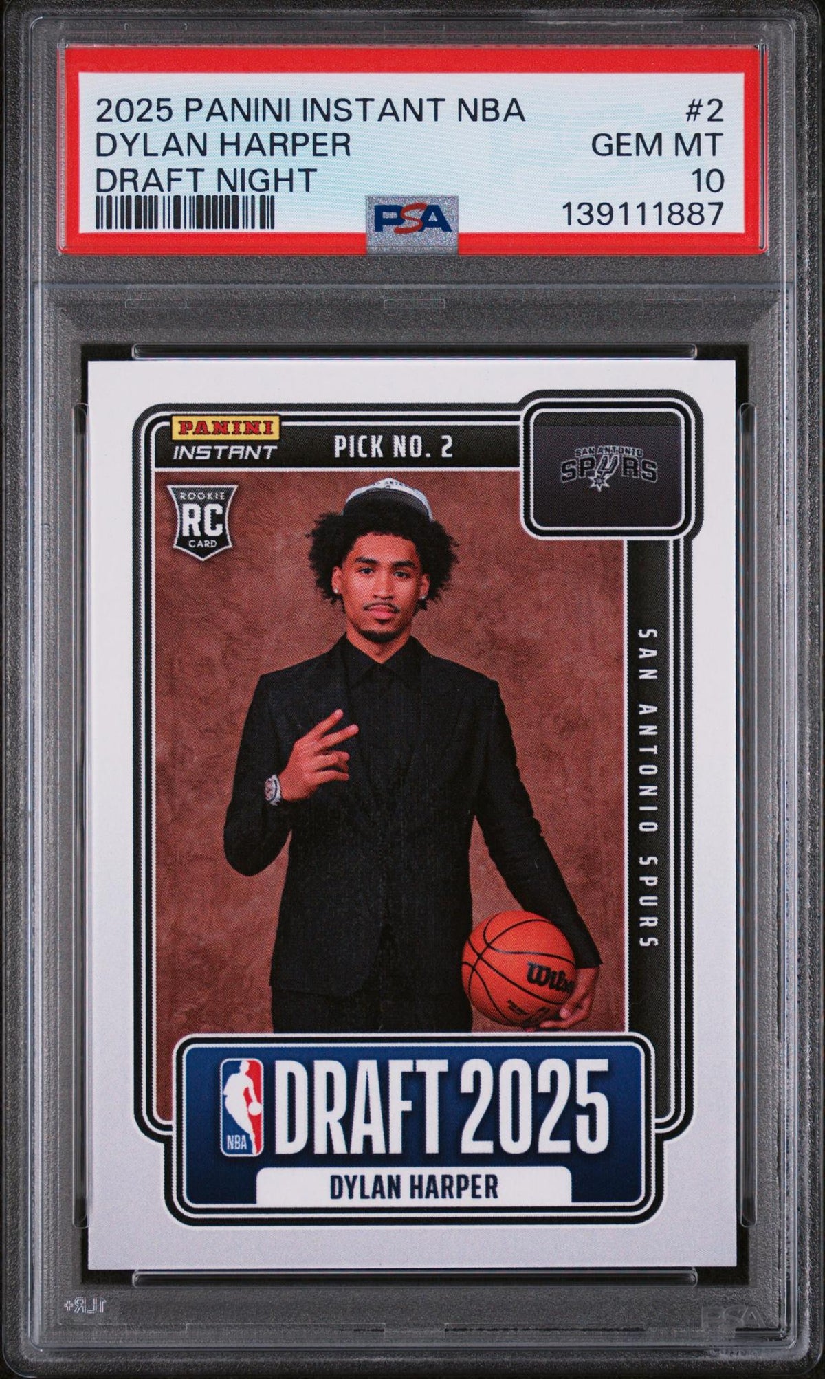 2025 Panini Instant Draft Night Dylan Harper #NBADN2 /5547 /1 PSA 10