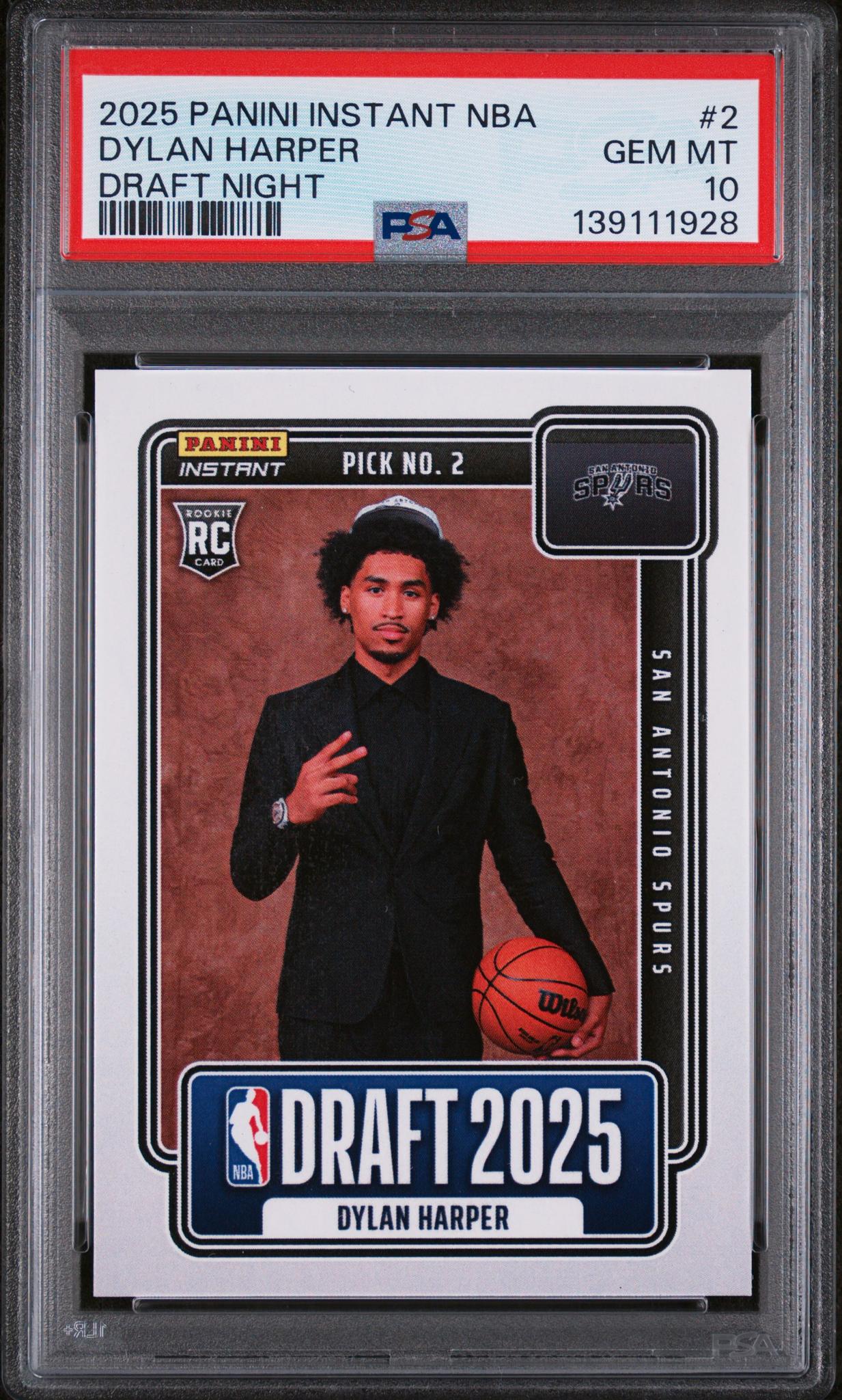 2025 Panini Instant Draft Night Dylan Harper #NBADN2 /5547 /1 PSA 10