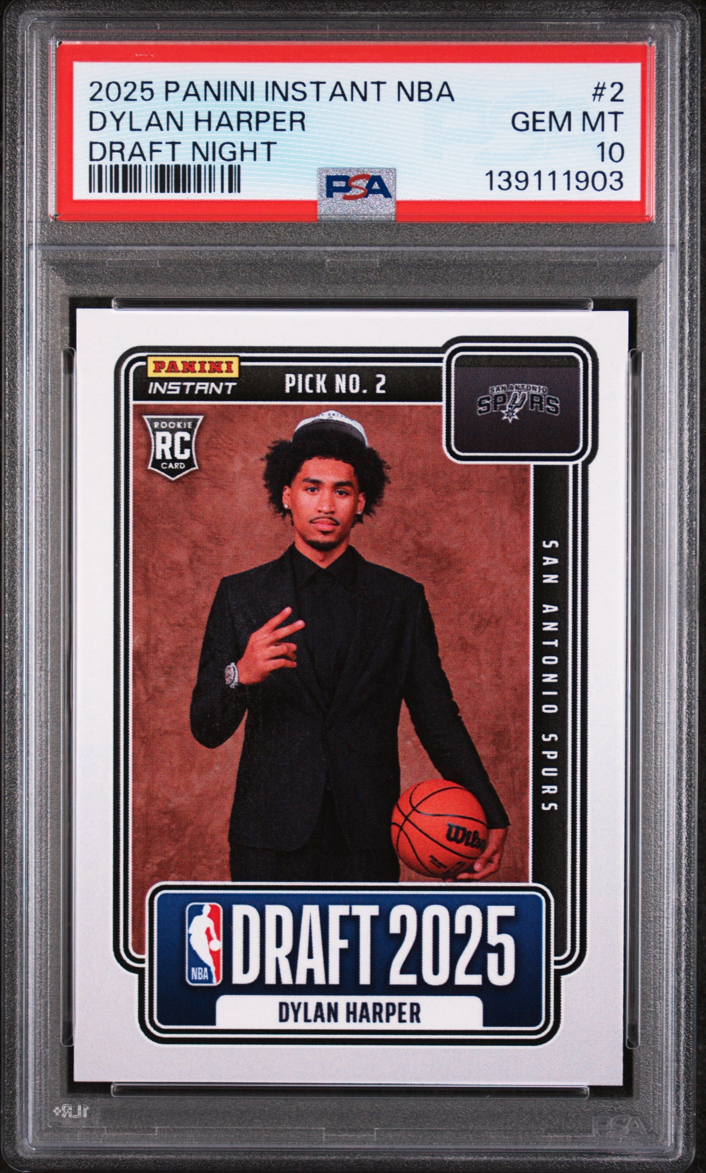 2025 Panini Instant Draft Night Dylan Harper #NBADN2 /5547 PSA 10