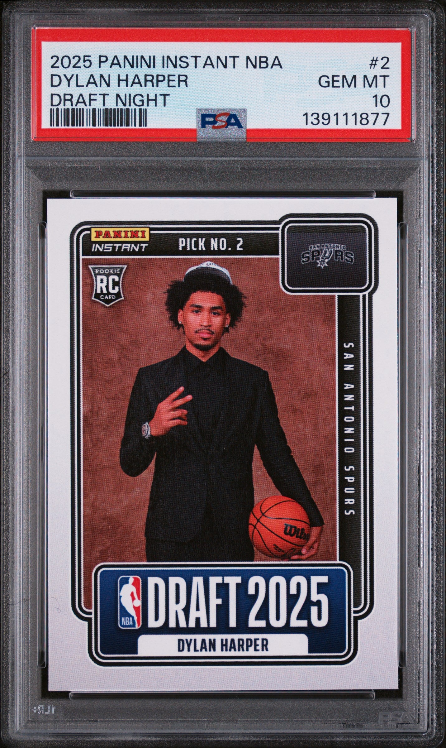 2025 Panini Instant Draft Night Dylan Harper #NBADN2 /5547 PSA 10