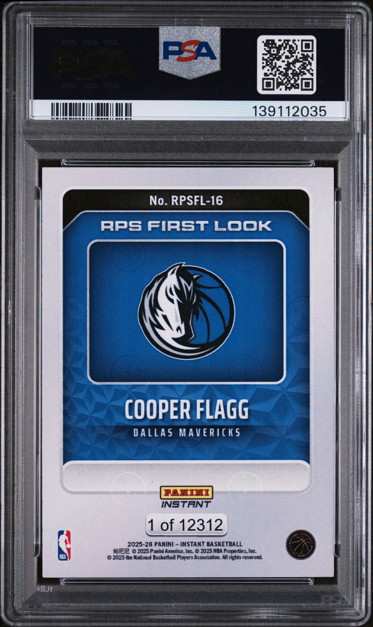 2025 Panini Instant NBA Rps First Look Cooper Flagg #RPSFL-16 /12312 PSA 10