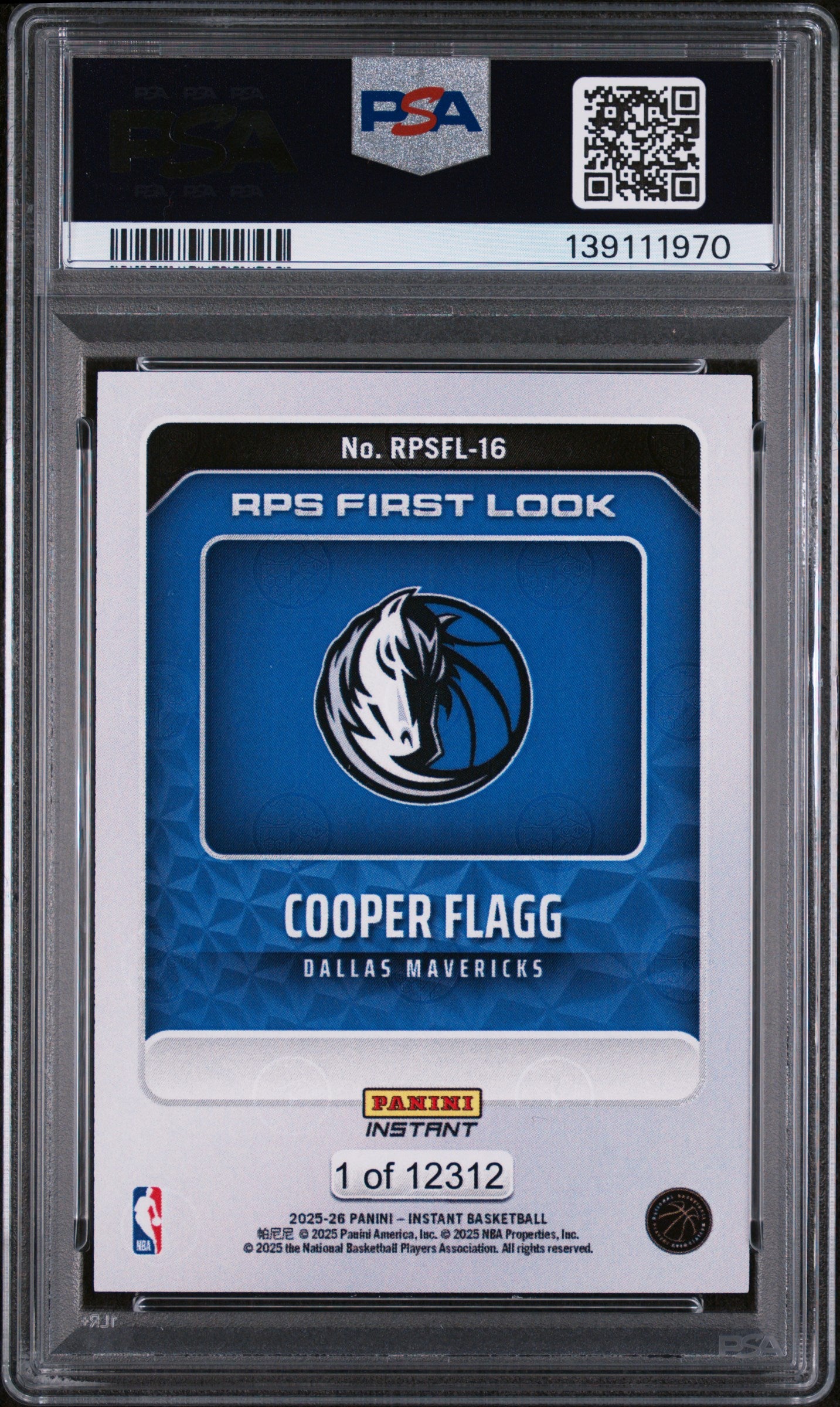 2025 Panini Instant NBA Rps First Look Cooper Flagg #RPSFL-16 /12312 PSA 10