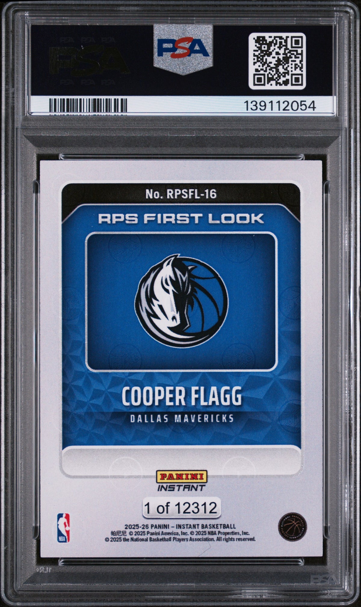 2025 Panini Instant NBA Rps First Look Cooper Flagg #RPSFL-16 /12312 PSA 10