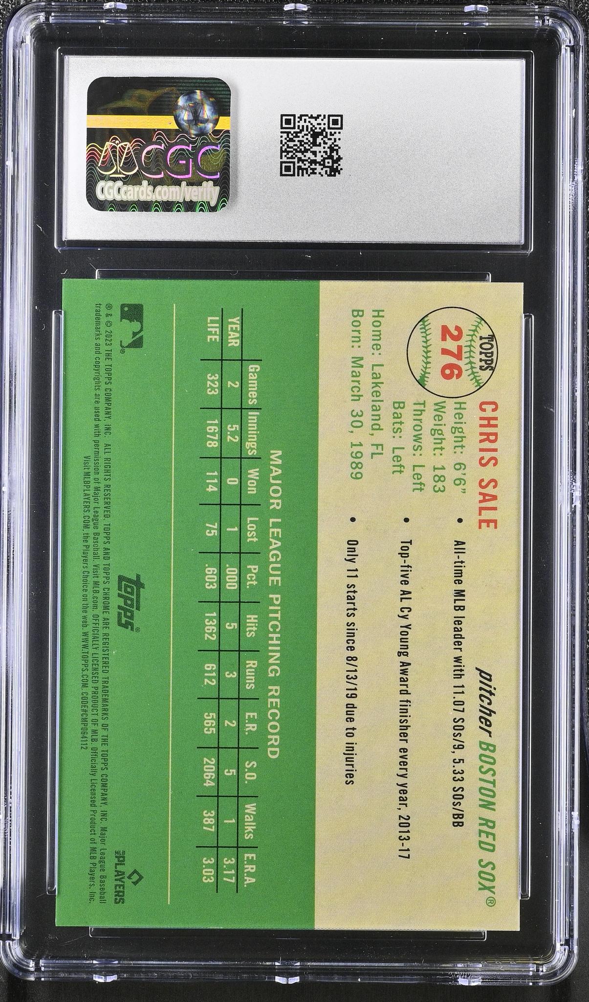 2023 Topps Chrome #276 Chris Sale Platinum Anniversary /100 CGC 10
