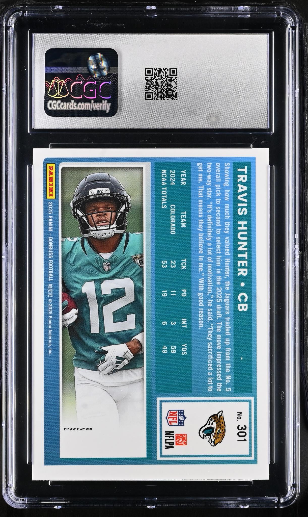 2025 Donruss #301 Travis Hunter Optic Preview CGC 9