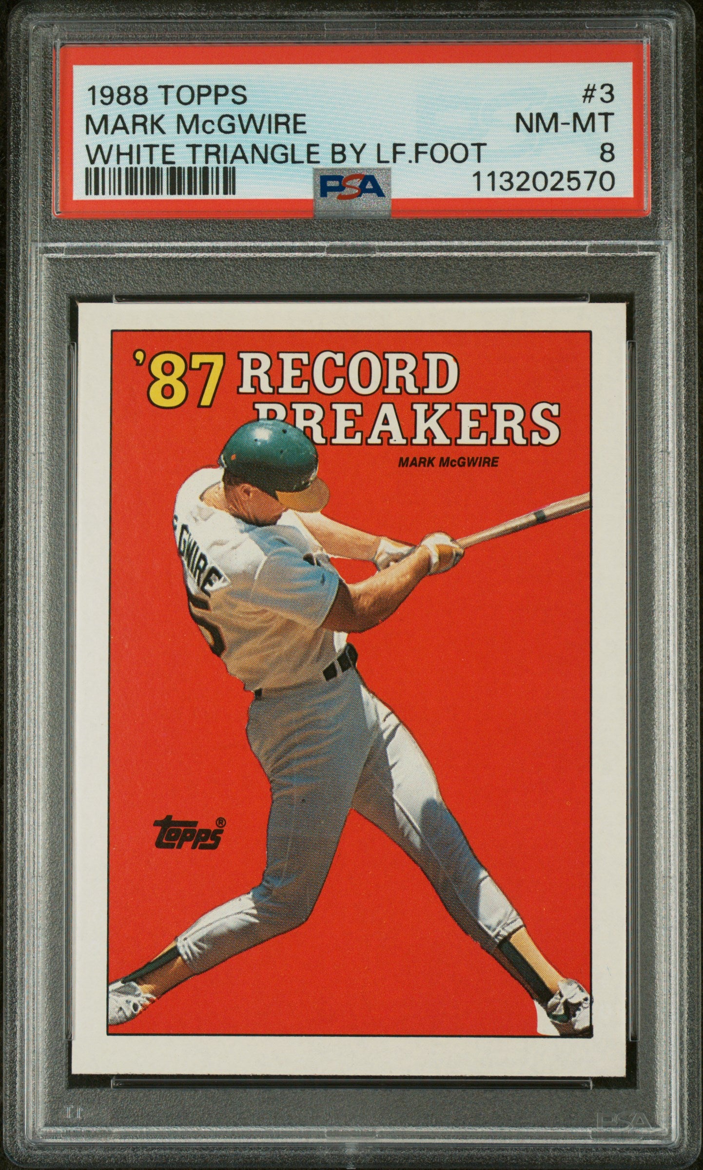 1988 Topps White Triangle Behind Left Foot Mark Mcgwire #3A PSA 8