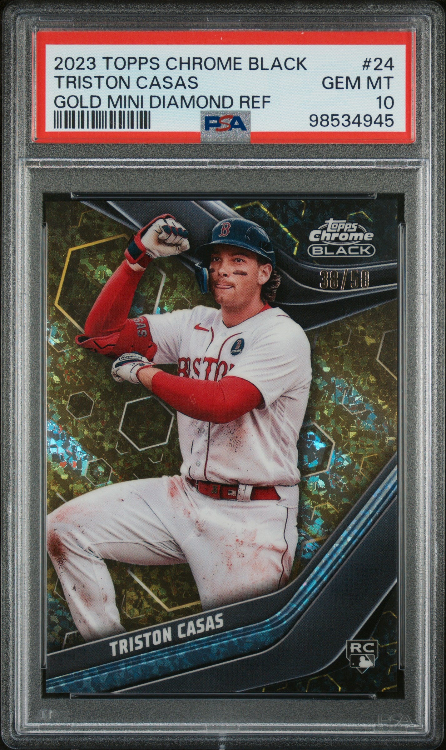 2023 Topps Chrome Black Gold Mini Diamond Refractors Triston Casas #24 /50 PSA 10
