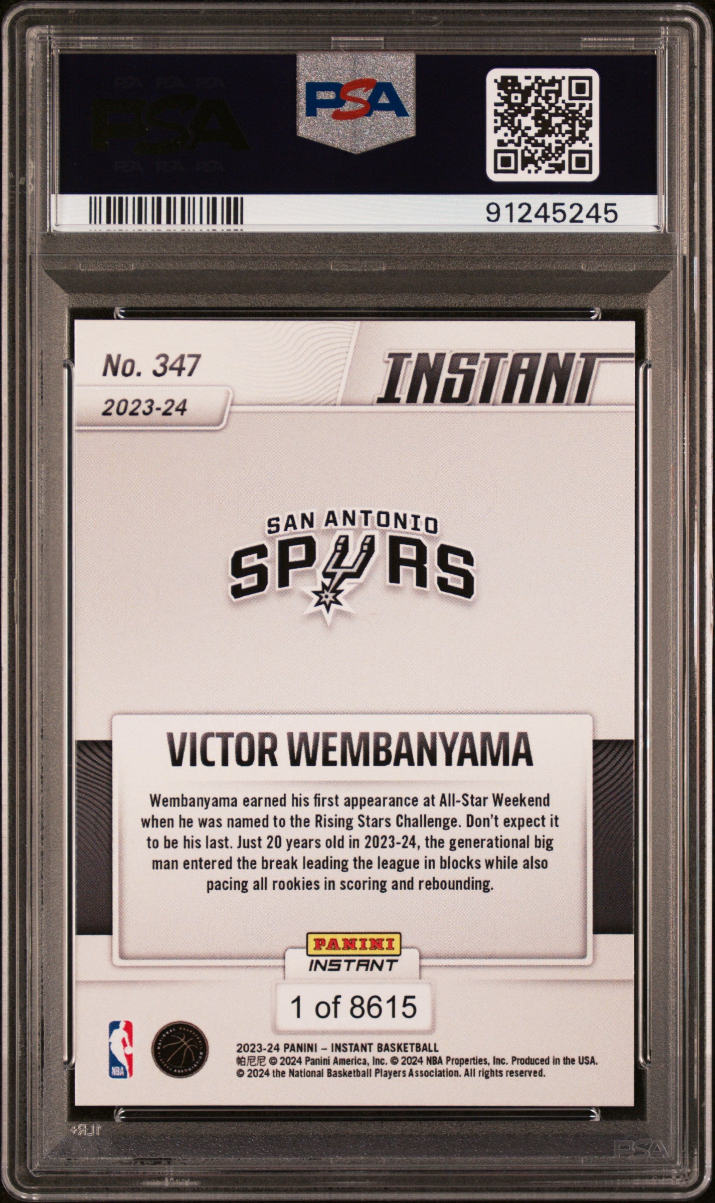 2023 Panini Instant Victor Wembanyama #347 /1 PSA 9