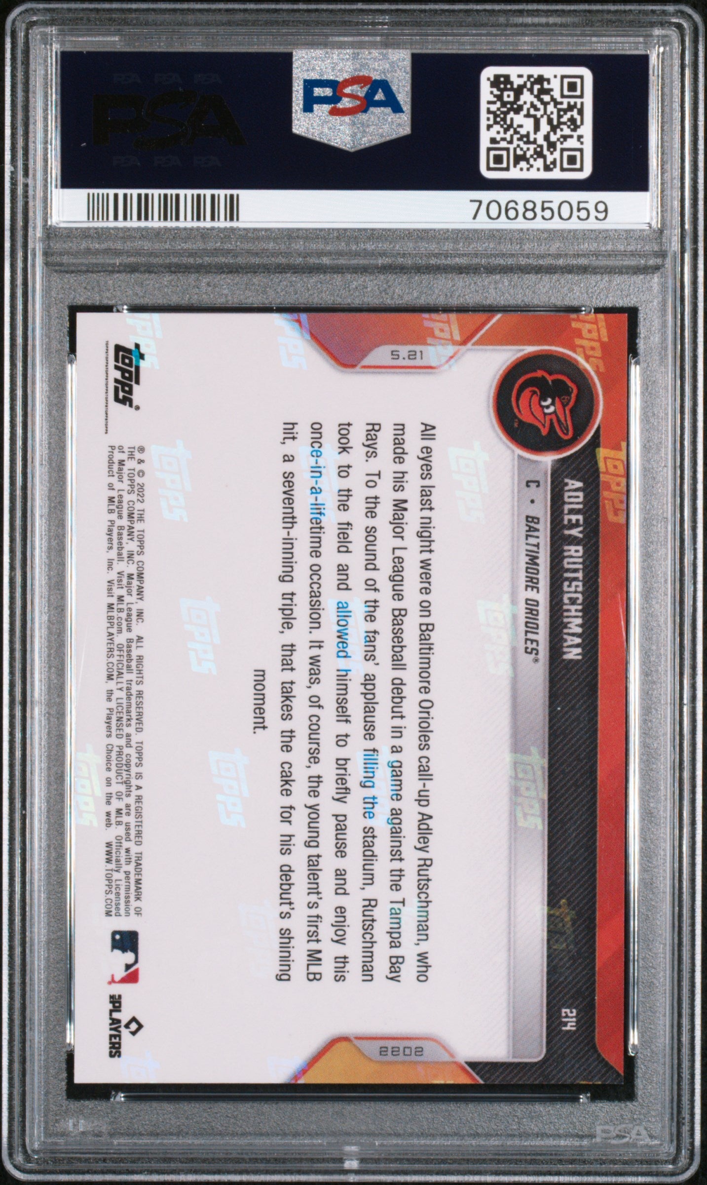 2022 Topps Now Adley Rutschman #214 /8430 PSA 9