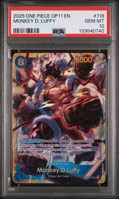 One Piece Card Game Monkey.D.Luffy OP11-118 PSA 10