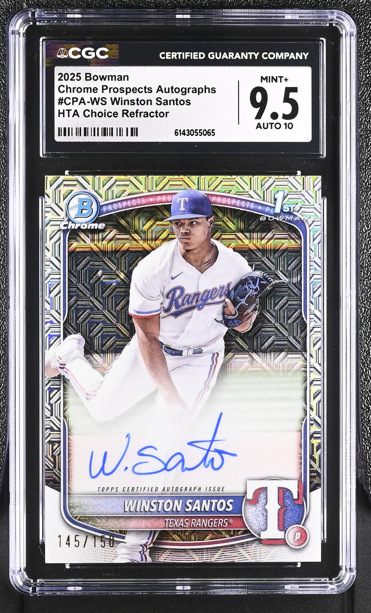 2025 Bowman #CPA-WS Winston Santos Chrome Prospects Autographs /150 Auto CGC 9.5