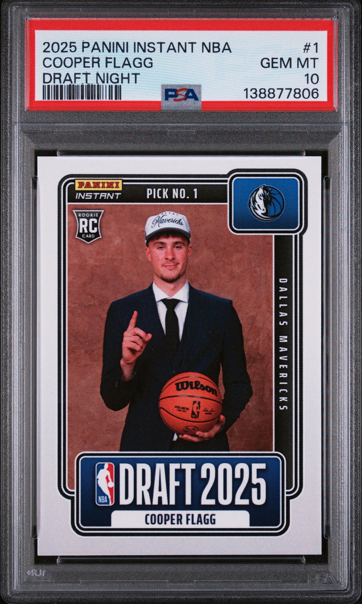 2025 Panini Instant NBA Draft Night Cooper Flagg #NBADN1 /68380 /1 PSA 10