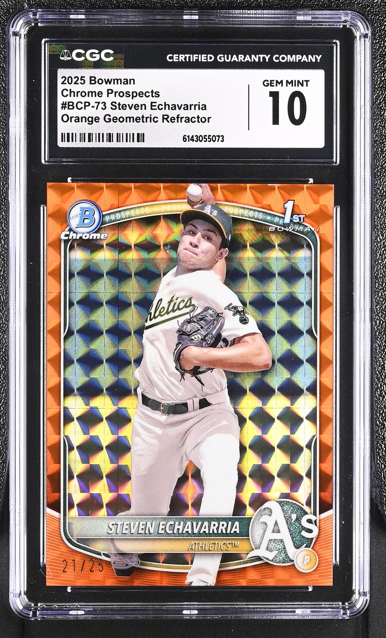 2025 Bowman #BCP-73 Steven Echavarria Chrome Prospects /25 CGC 10