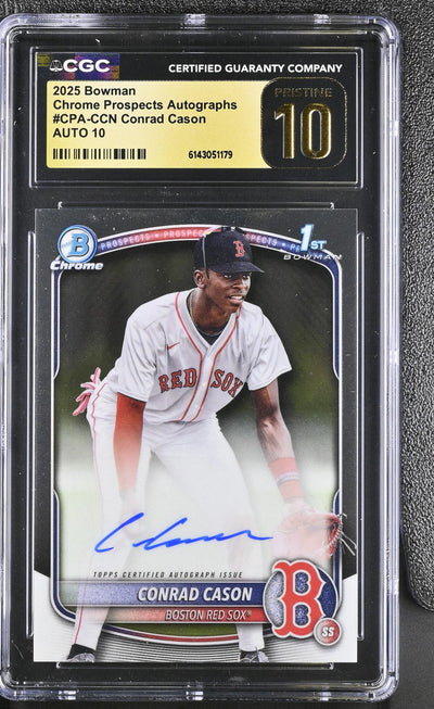 2025 Bowman Chrome Prospects Autographs Conrad Cason #CPA-CCN 1st Bowman Auto CGC Pristine 10