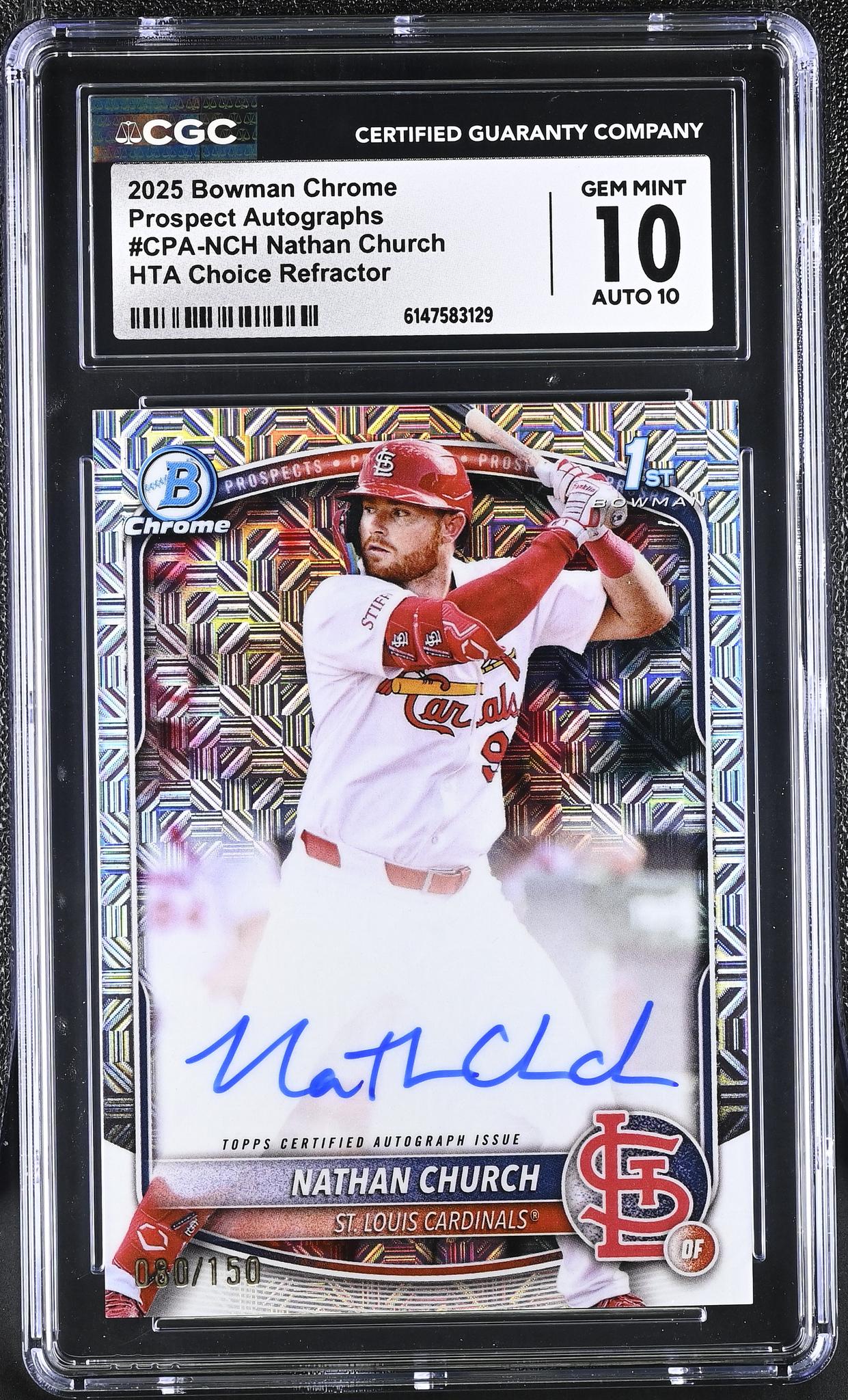 2025 Bowman Chrome #CPA-NCH Nathan Church Prospect Autographs /150 Auto CGC 10