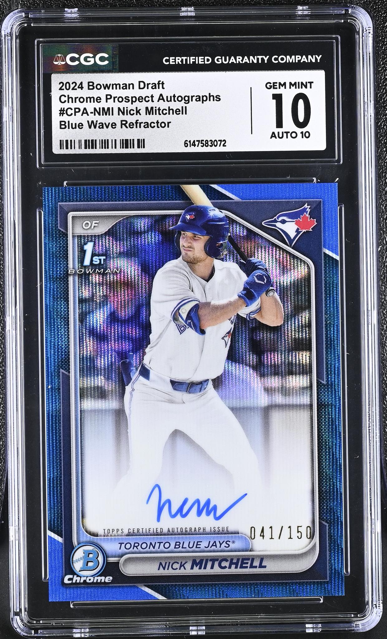 2024 Bowman #CPA-NMI Nick Mitchell Chrome Prospect Autographs /150 Auto CGC 10