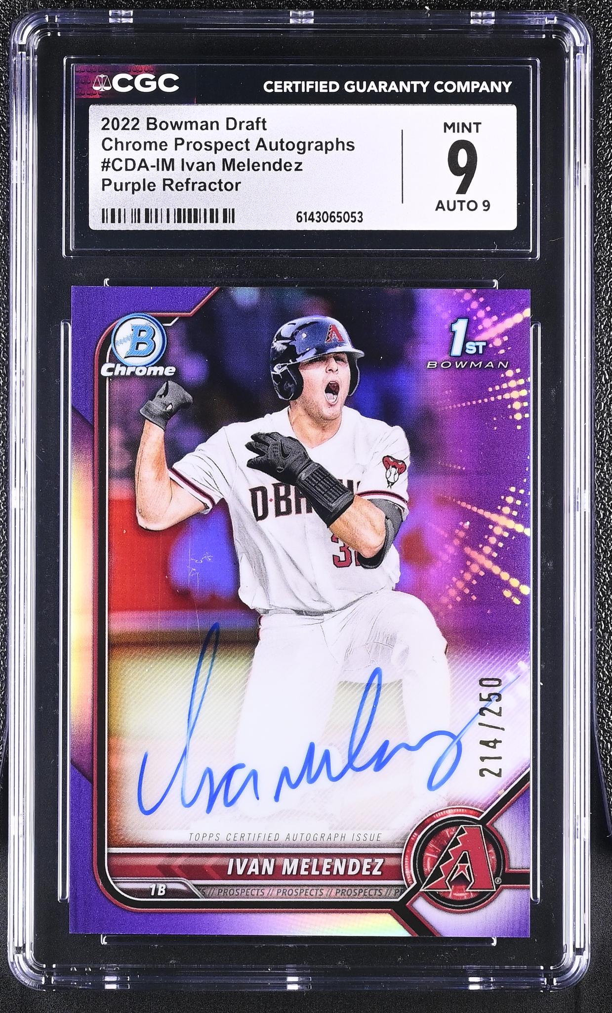 2022 Bowman Chrome # Ivan Melendez Chrome Prospect Autographs /250 Auto CGC 9
