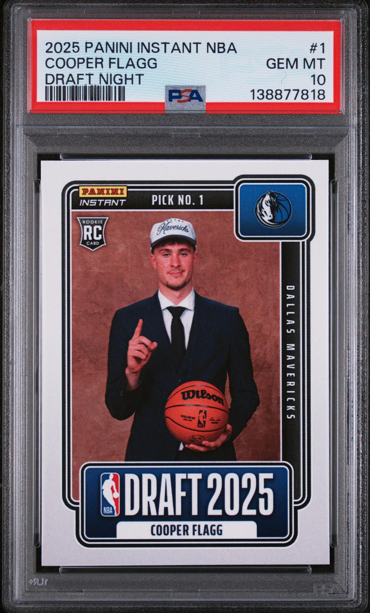 2025 Panini Instant NBA Draft Night Cooper Flagg #NBADN1 /68380 /1 PSA 10