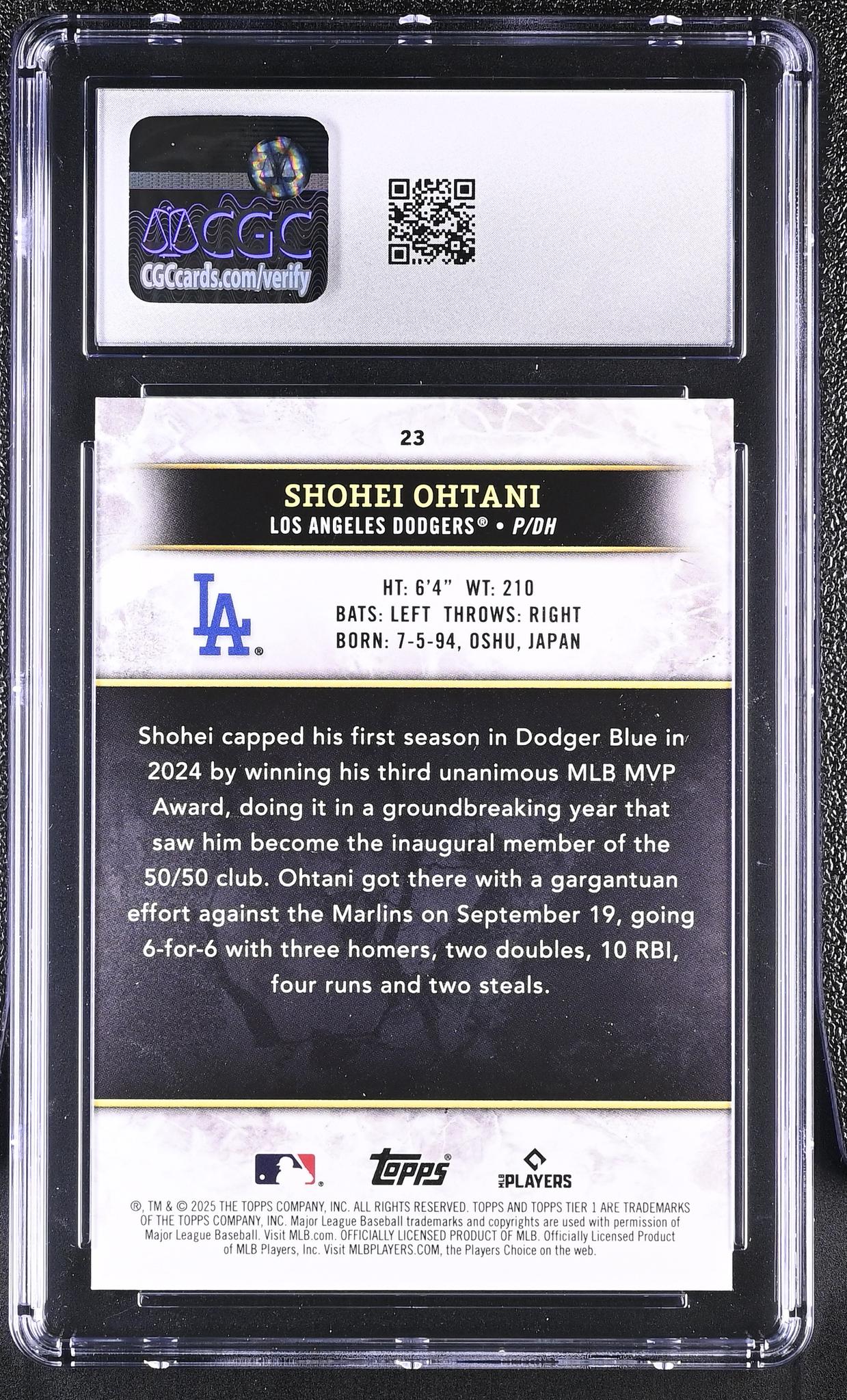2025 Topps Tier One #23 Shohei Ohtani CGC 9