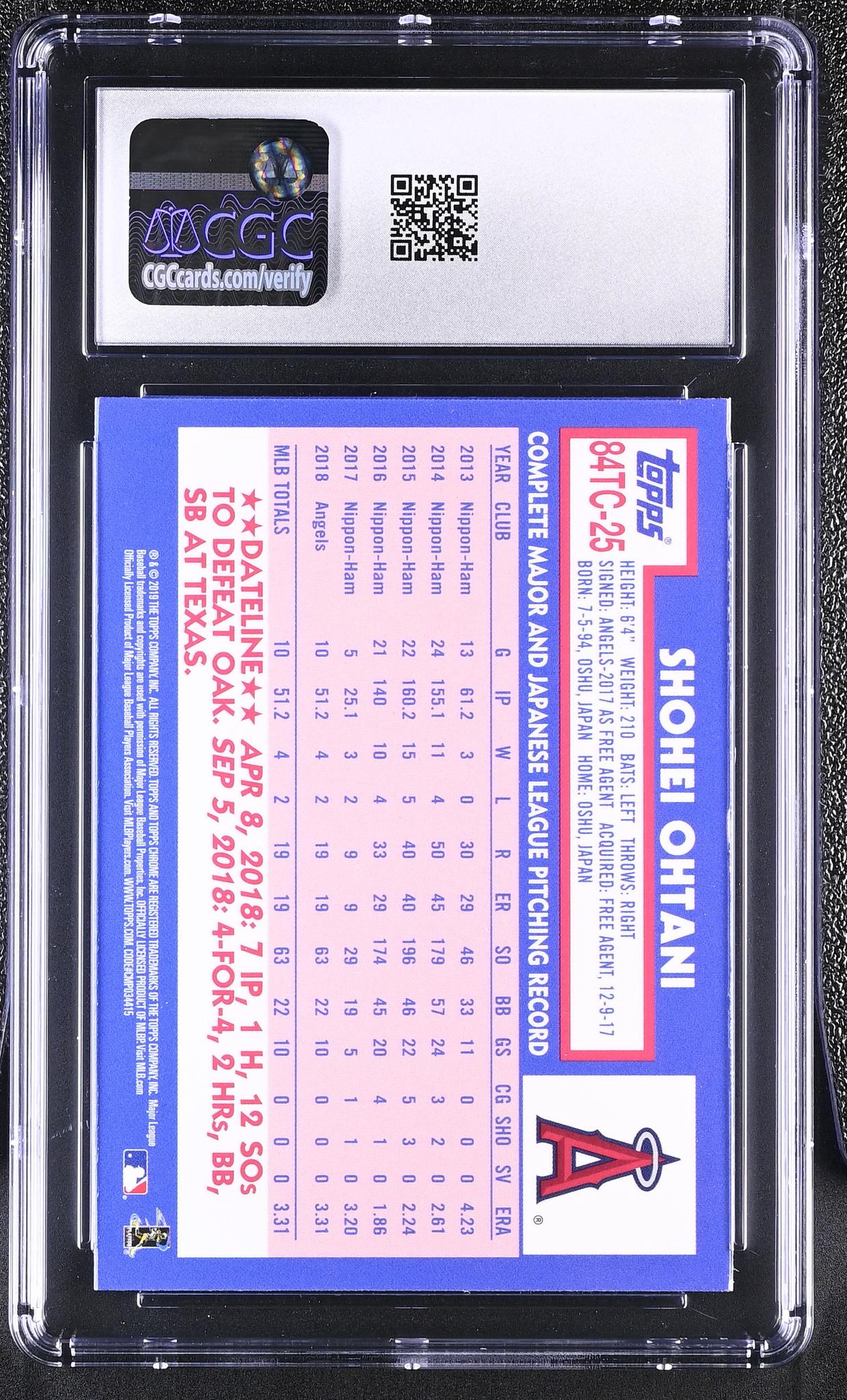 2019 Topps Chrome #84TC-25 Shohei Ohtani '84 Topps CGC 8.5